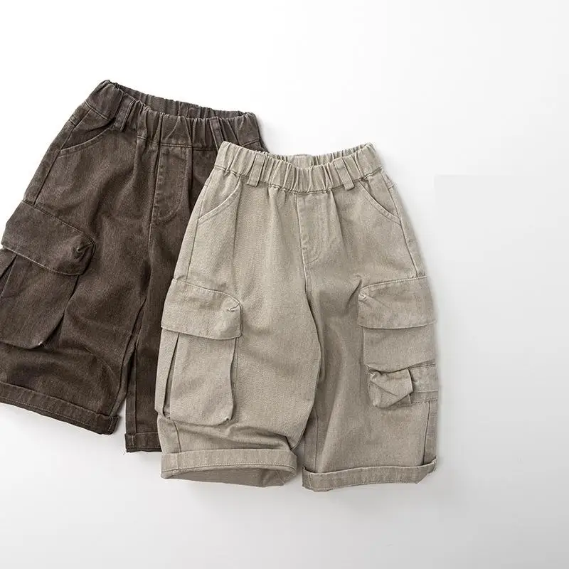 

2025 Autumn New Children Casual Pants Fashion Boys Cargo Pants Cotton Kids Girls Solid Versatile Loose Pants Baby Trousers