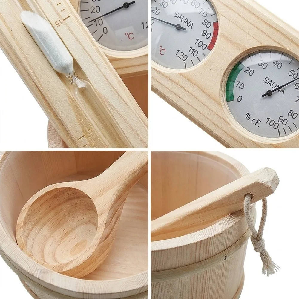 Round-Form Sauna Bucket Built from Homogeneous Wood Material with Integrated Single Handle for Structural Integrity