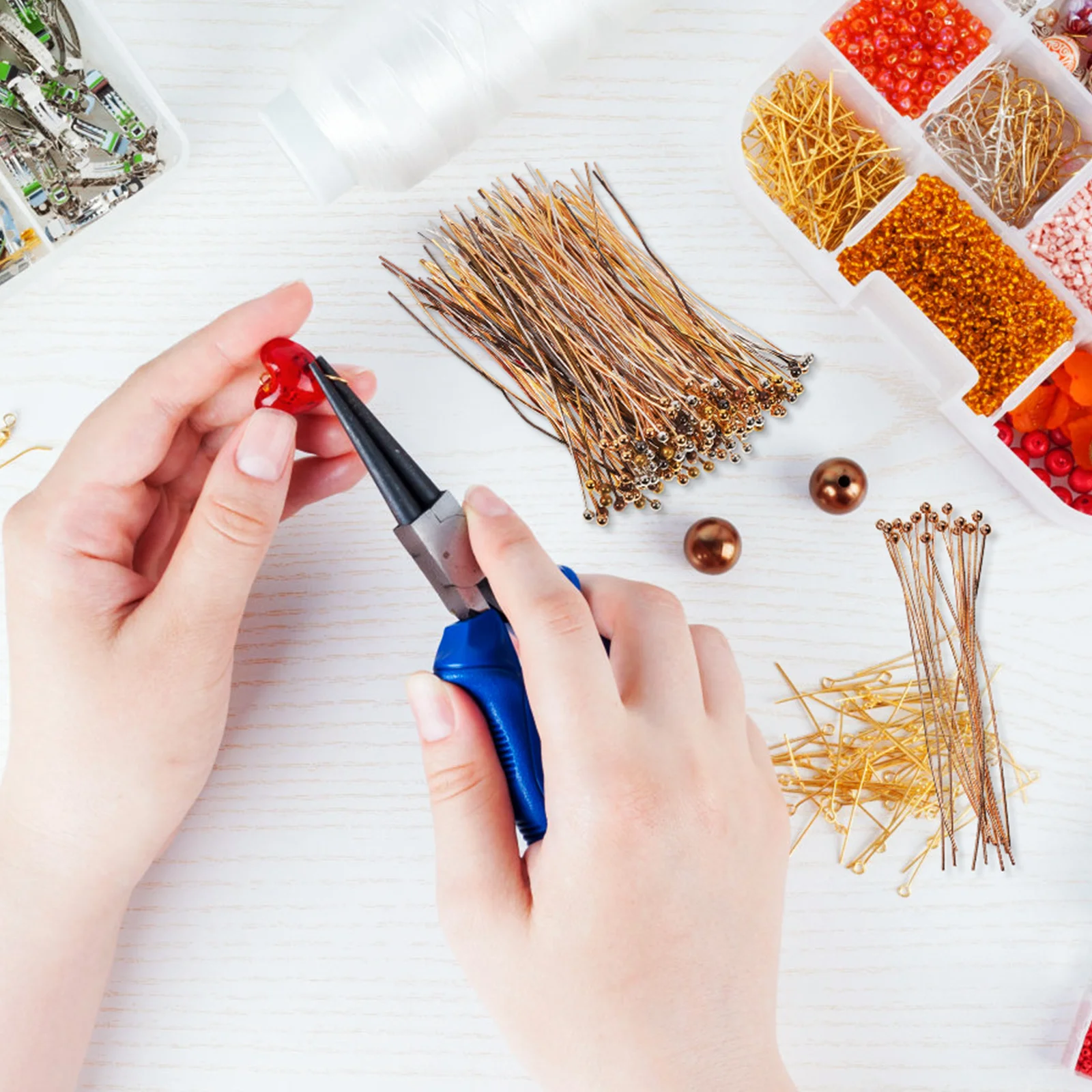 200 قطعة دبابيس الرأس الكرة لصنع المجوهرات DIY موصل الإبر السلس النحاس دبابيس مجموعة ل قلادة سوار خلخال سلسلة الحرف