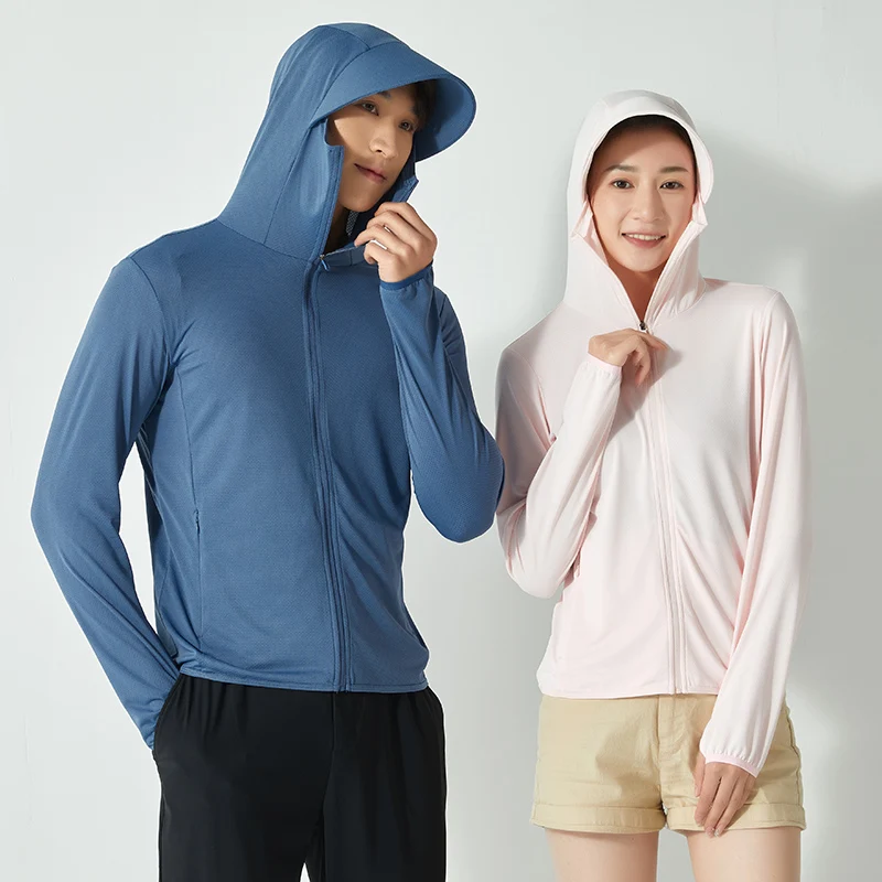 Summer New High Quality Ice Silk Couple Sun Protection Clothing Outdoor UV Protection Sports Running Sun Protection Top