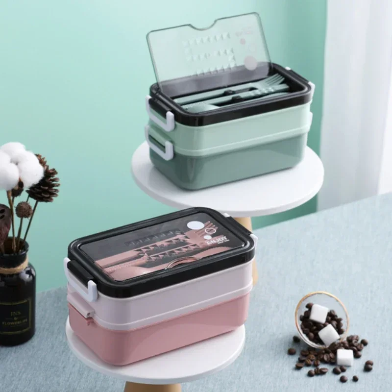 304 Stainless Steel Lunch Box Bento Box for Students Office 2layers Microwae Heating Lunch Container Food Storage Box