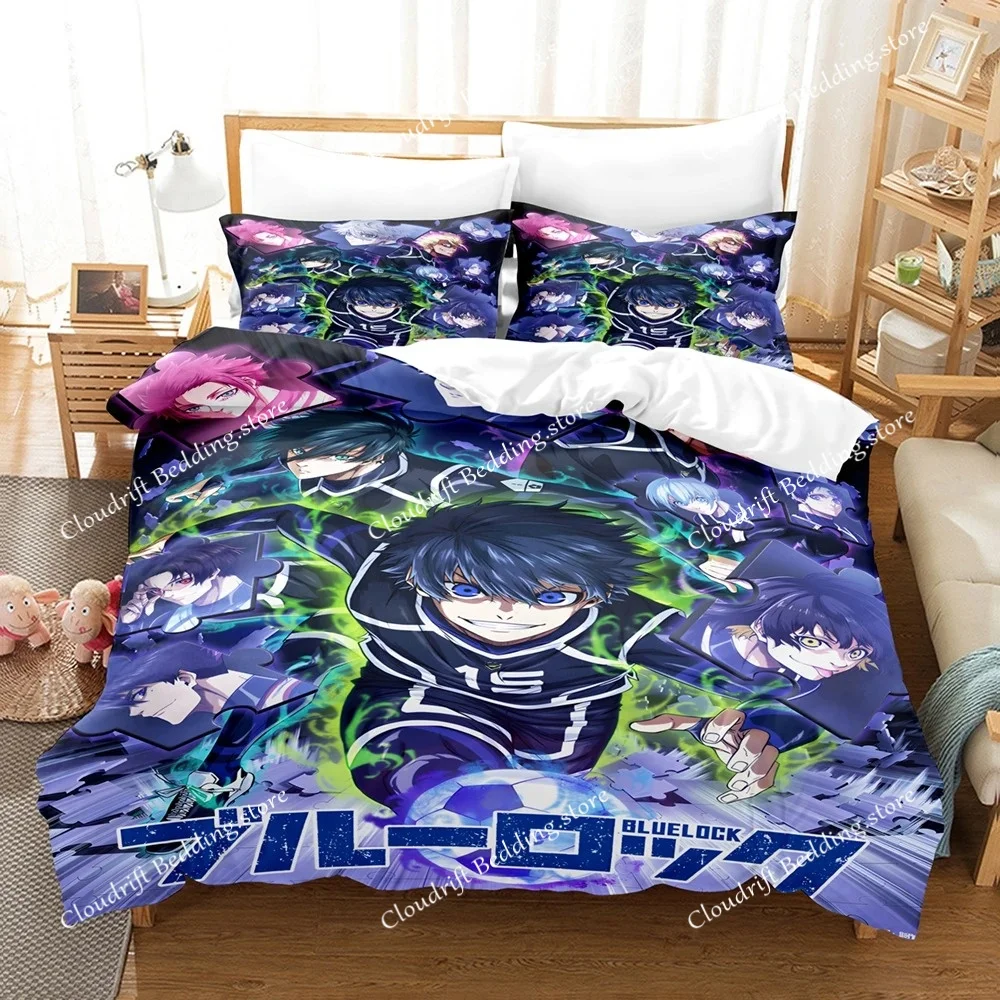 

Hot Anime Blue Lock Bedding Set Duvet Cover Set King Queen Twin Double Size Comforter Cover Set For Teens and Boys Anime Lover