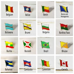 National Flag Metal Lapel Pin Country Badge All the World Belgium Bulgaria Brazil Cambodia Canada Bhutan Bosnia and Herzegovina