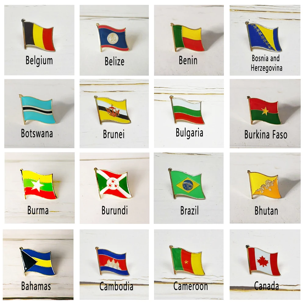 Flaga narodowa Metalowa przypinka do klapy Odznaka kraju Cały świat Belgia Bułgaria Brazylia Kambodża Kanada Bhutan Bosna i Hercegowina