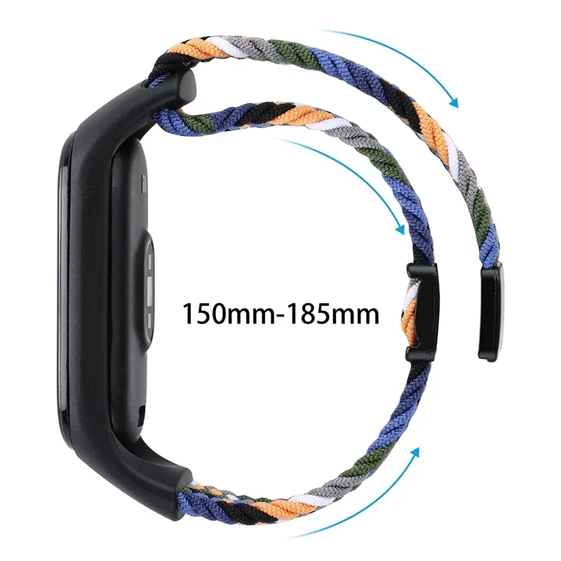 Braided Loop Nylon Solo Strap for Xiaomi Mi Band 8 Elastic Adjustable Band Magnetic Buckle Weaving Bracelet for Miband 7 6 5 4 3