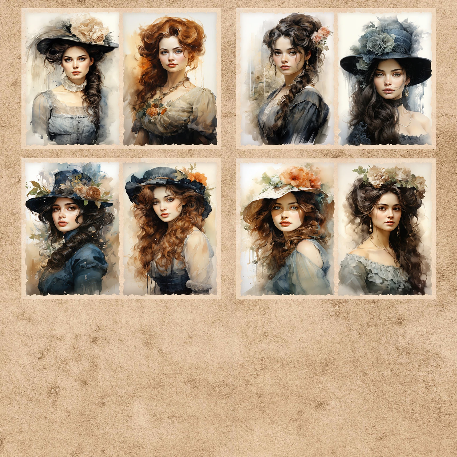 16 Sheets A5 Size Gorgeous Victorian Girl Background Vintage Grunge Journal Planning Scrapbooking