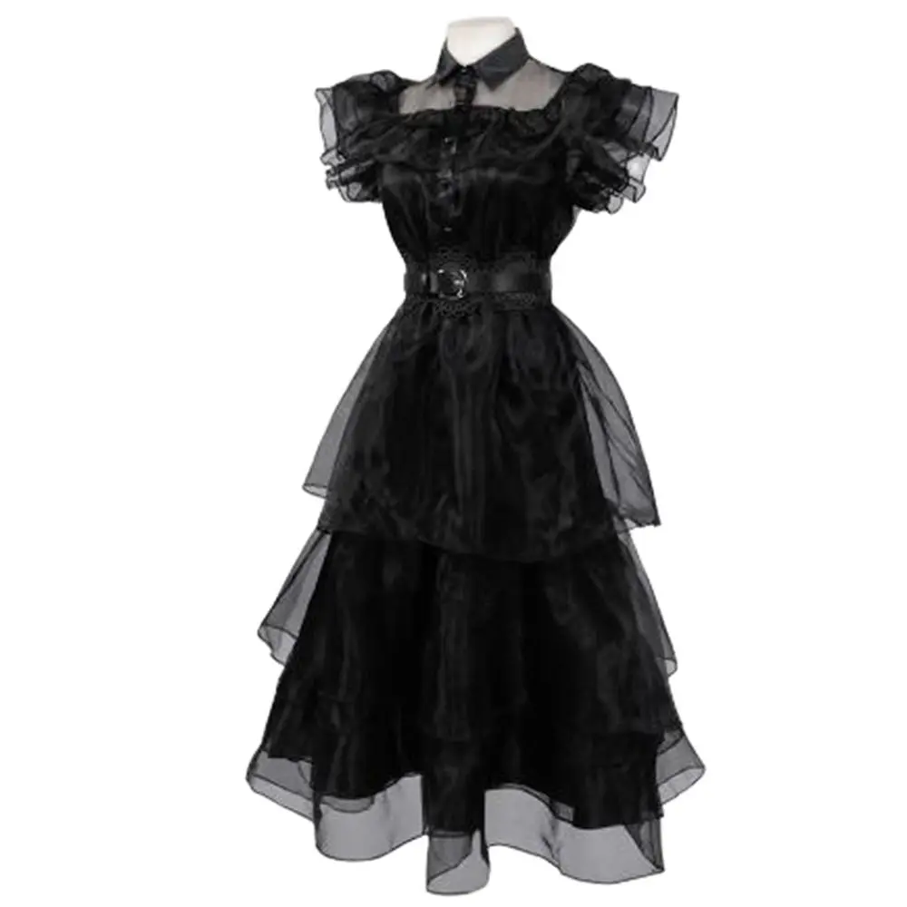 2024 New Vestidos For Kids Party Dresses Carnival Easter Halloween Costumes 5-14 YearsWednesday Addams Cosplay For Girl Costume