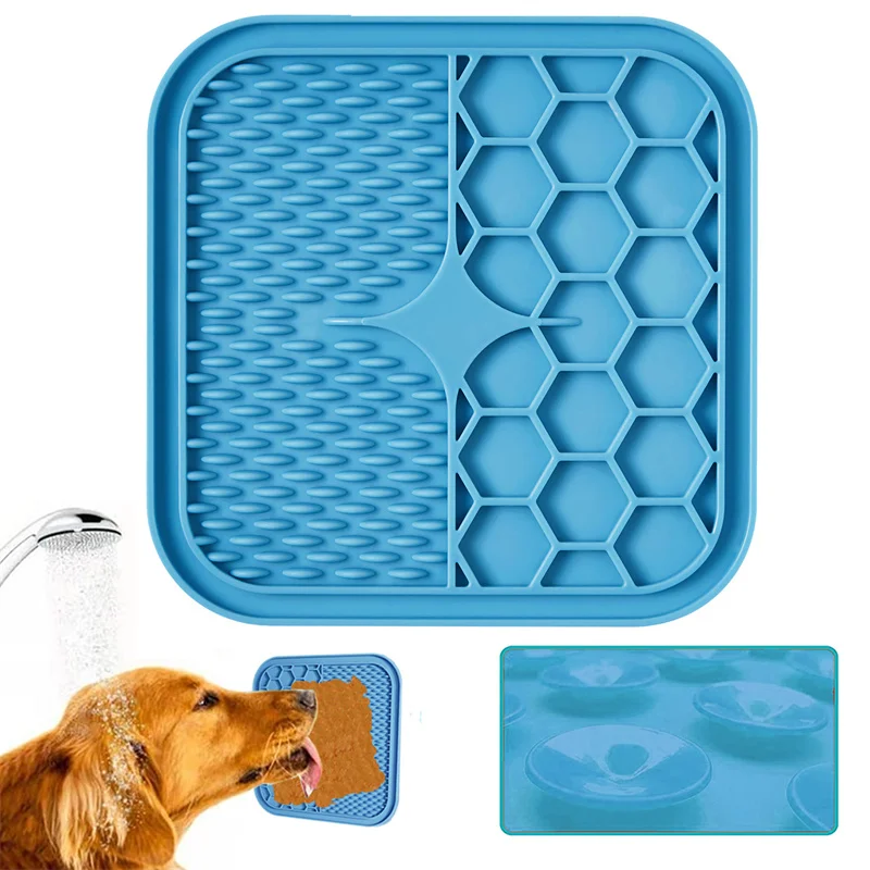 Lick Pad for Dog Cat Slower Feeder Licky Mat for Puppy Kitten Silicone Dispenser Pet Feeding Licking Mat Bathing Distraction Pad