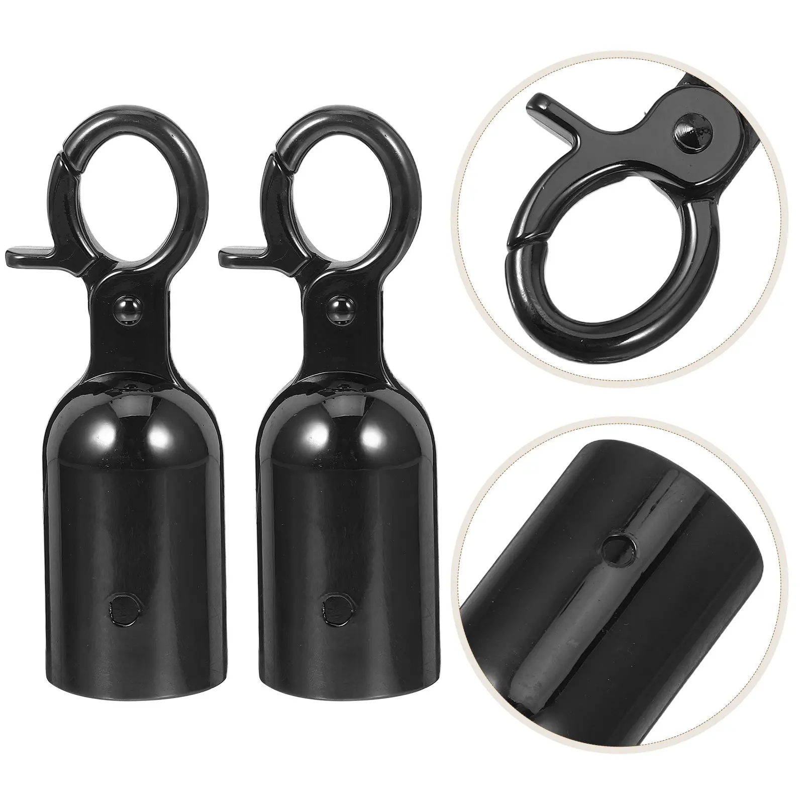 2Pcs Black Zinc Alloy Rope End Hook Professional Stanchion Accessories Crowd Control Queue Management Rope Caps Guardrail