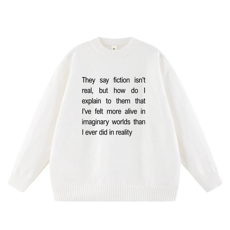 

Women Hip Hop Casual White Harajuku Streetwear Fashion Sweater Print Vintage Letter Girl Knit Pullover Y2k Men Women Loose Tops