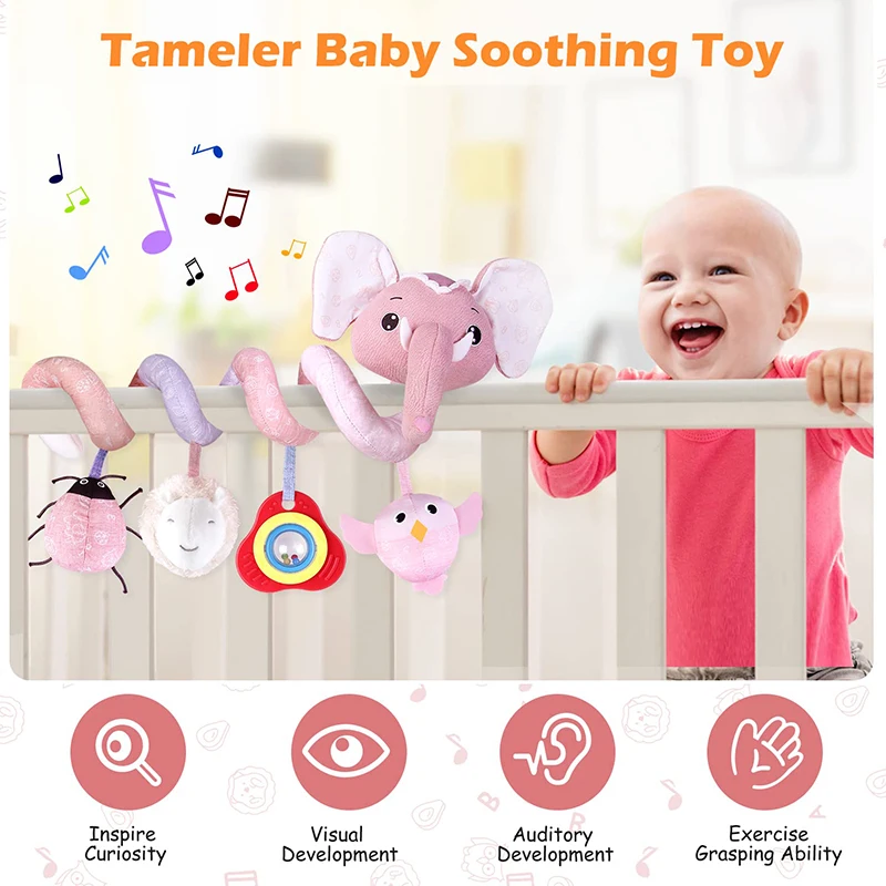 Car Seat Toys Infants Newborn Stroller Toys Crib Rattles Learning Hanging Sensory Development Spiral Toys for Babies 0-12 Months