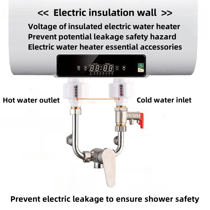 Anti-electric Shock Wall Water Flow Voltage Blocker Electric Water Heater Anti-electric Shock Connector 20mm Metal Interface