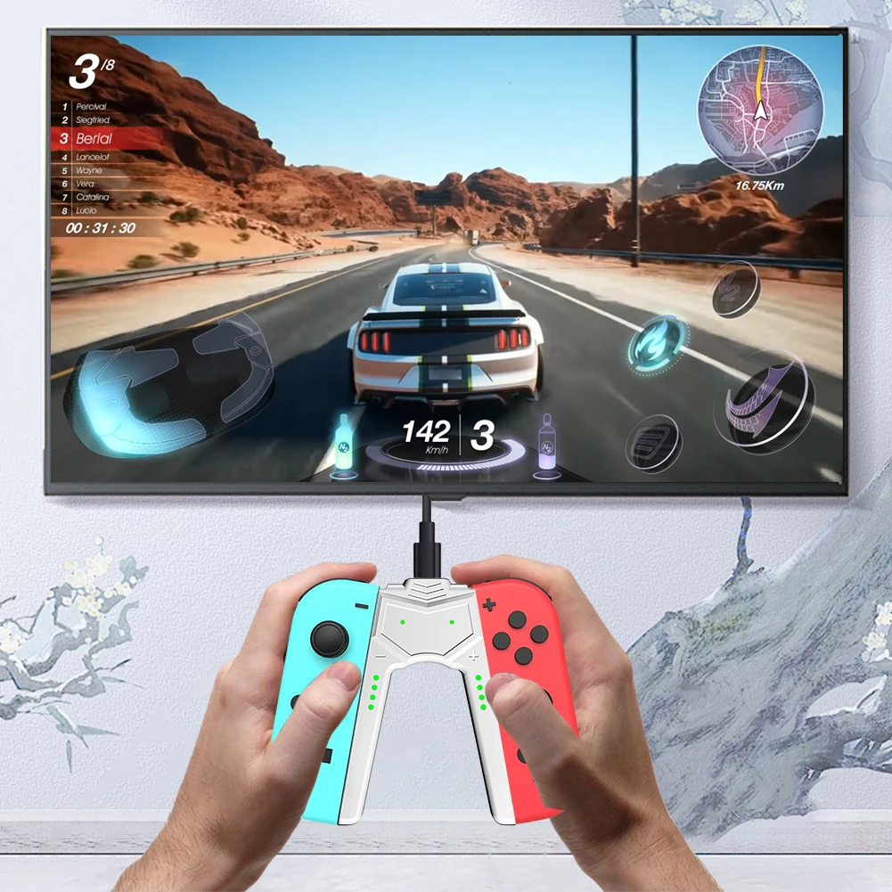 حامل شاحن وحدة التحكم من النوع C مع مؤشرات للتبديل OLED Joy-Con وقبضة شحن وقاعدة شحن أثناء مقبض الشحن #4
