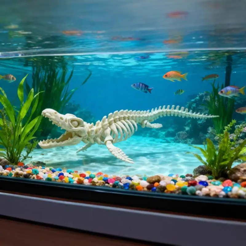 1pcs Dinosaur Skeleton Model Fish Tank Landscaping Decoration Marine Reptiles Display Desktop Ornament Aquarium Home Decoration