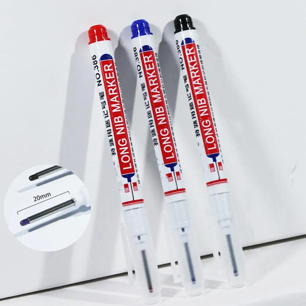 2cm Waterproof Long Head Markers Deep Hole Marker Pen For Metal Carpenter Red/Black/Blue/Green Ink Woodworking Tools