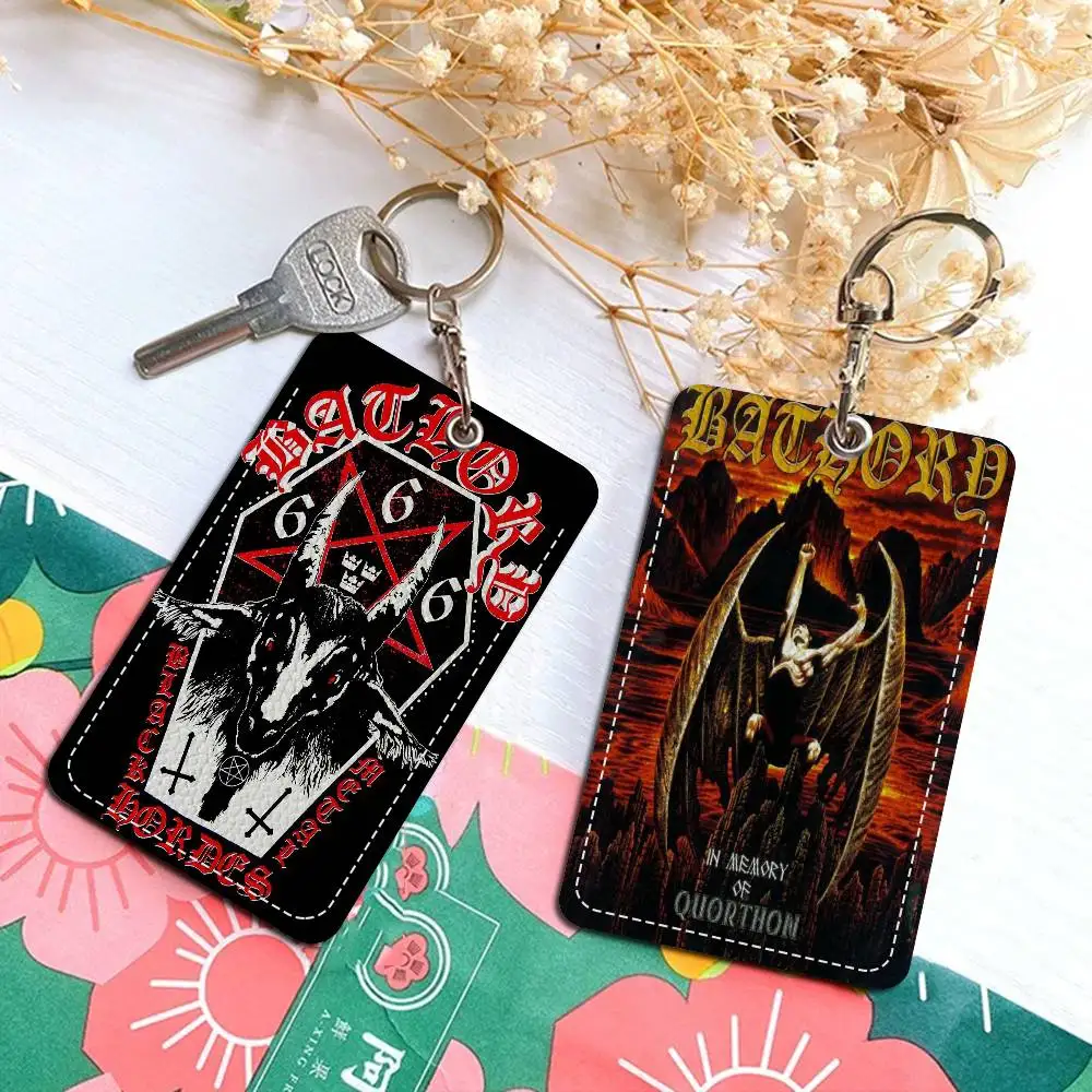 Retro Band B-bathory Heavy Metal Card Holders Student ID Card Protective Cover Cases Student Campus Access Cards Key Chain