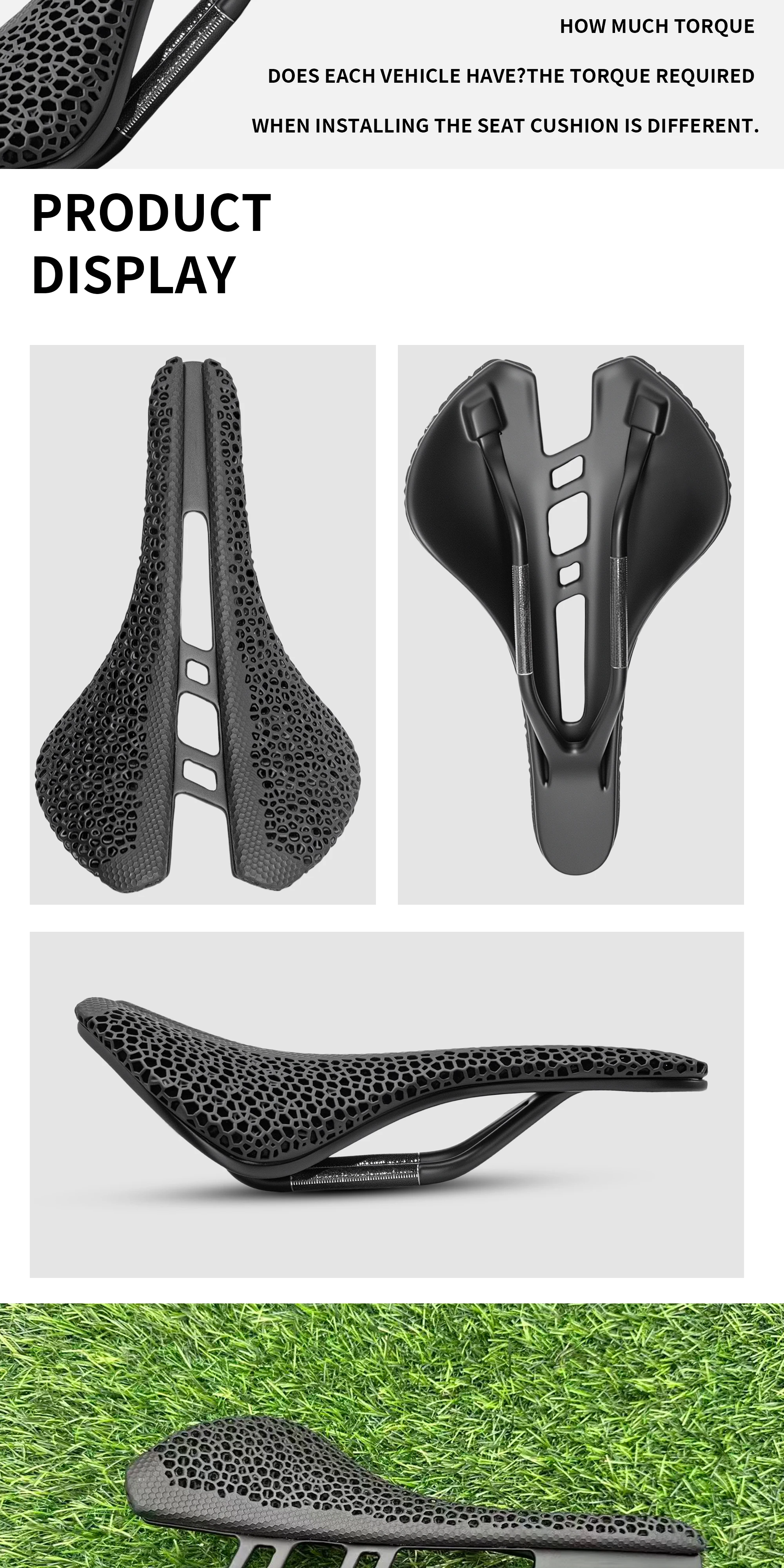 Plselis, 3D-Druck-Sattel, Ultraleichtes Carbonfaser, 170g Leicht, Ergonomisch Gestaltet, Hohl und Atmungsaktiv. – Detail 12