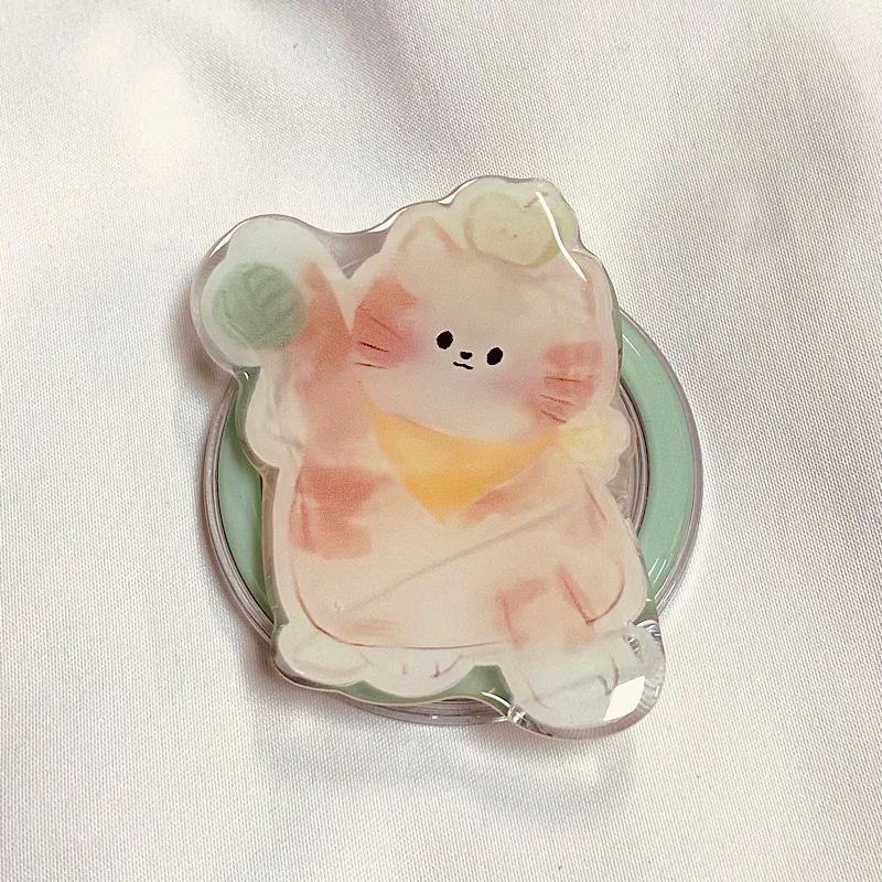 Ins – support de téléphone pliable et rétractable, chat de dessin animé, support Portable paresseux, adhésif de bureau universel pour iPhone 17 16 Samsung