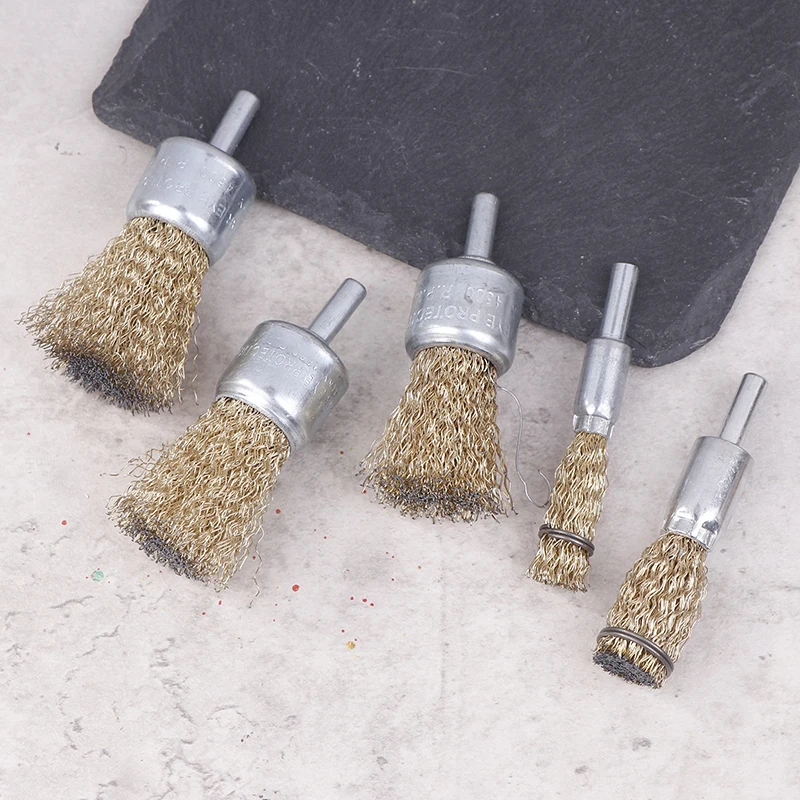 3/5Pcs Pen Type Steel Wire Brush Set Electric Drill Steel Wire Wheel With Rod Polish ＆ Rust Removal Electric Drill Tool