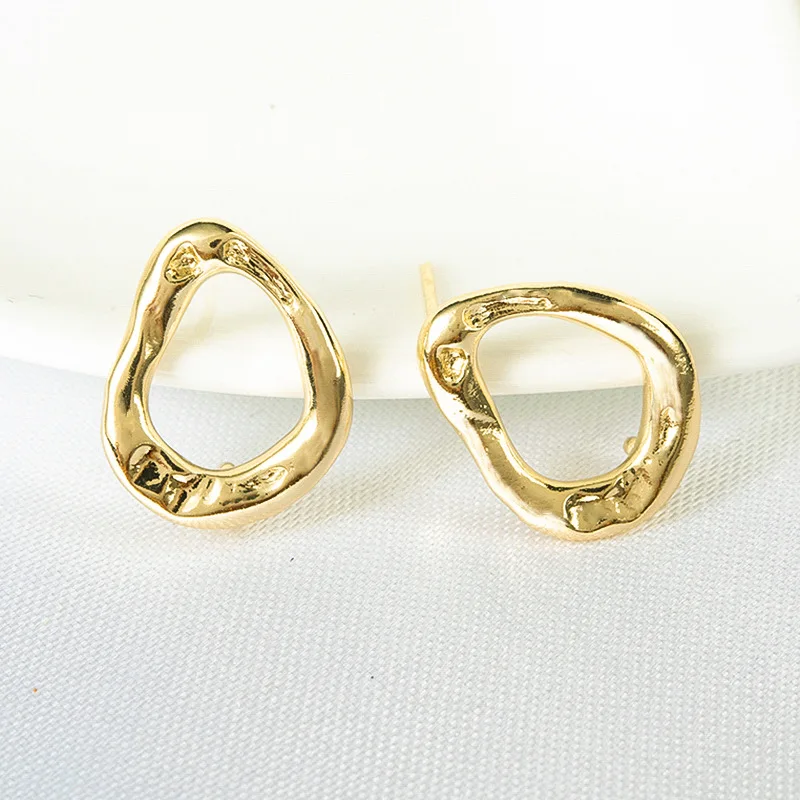 13*17MM 14K Gold Color Plated Brass Oval Stud Earrings High Quality Diy DIY Jewelry Making Finding Accessories