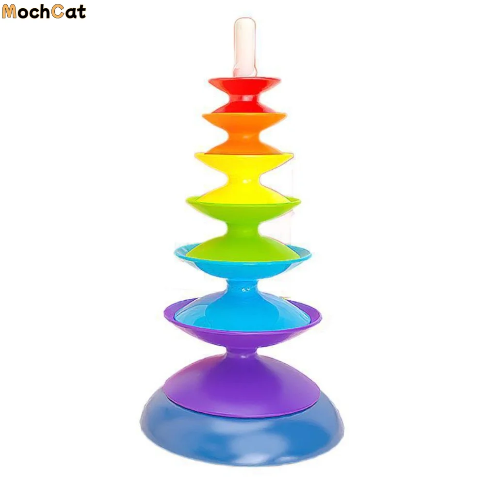 Ferrule Regenbogen-Stapelspielzeug Montessori-Spielzeug Rotierender Regenbogen Drehbarer Ringturm Regenbogenturm Stapelbar