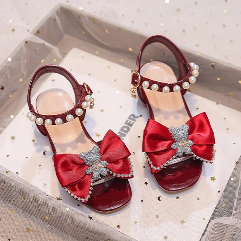 

Children's Sandals Summer New Fashion Pearl Bow Girls' Princess Shoes Summer Soft Sole Anti Slip Baby Kid Leisure Beach Sandals