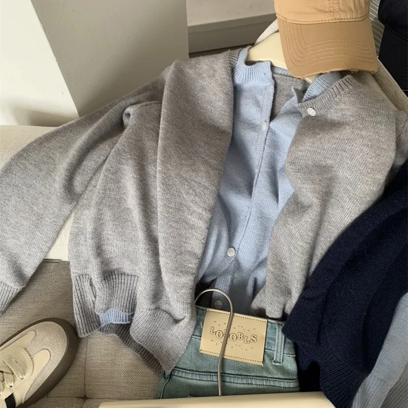 

Splicing Knitted Cardigan Women's 2025 Autumn and Winter Loose Sweater Jacket