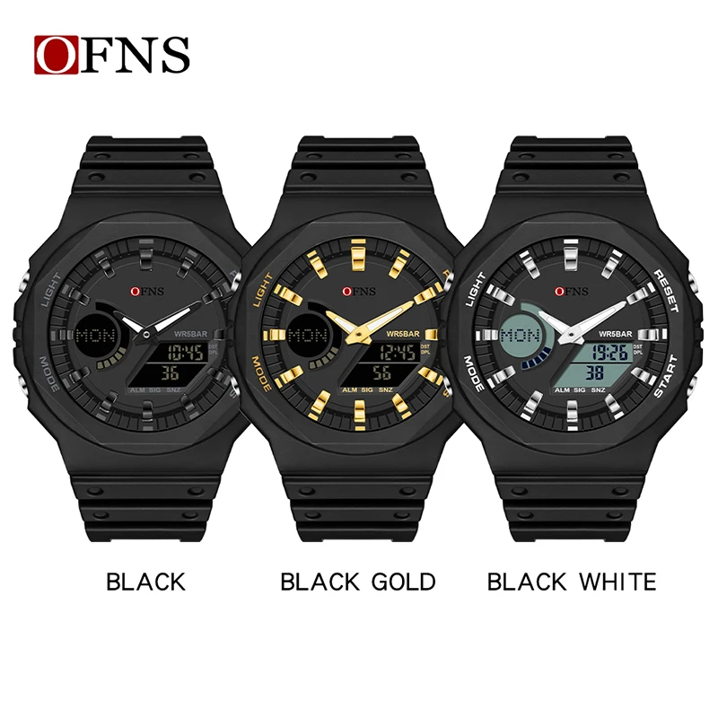 OFNS Top Brand G Style Outdoor Sports Quartz Watches Men LED Digital Watches Military Waterproof Stopwatch Men Electronic Watch