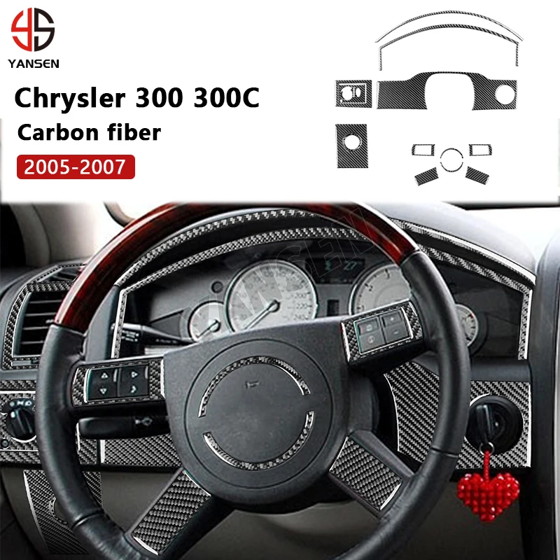 

Car Steering Wheel Panel Headlight Frame Speedometer Trim Cover Sticker For Chrysler 300 300C 2005 2006 2007 Accessories