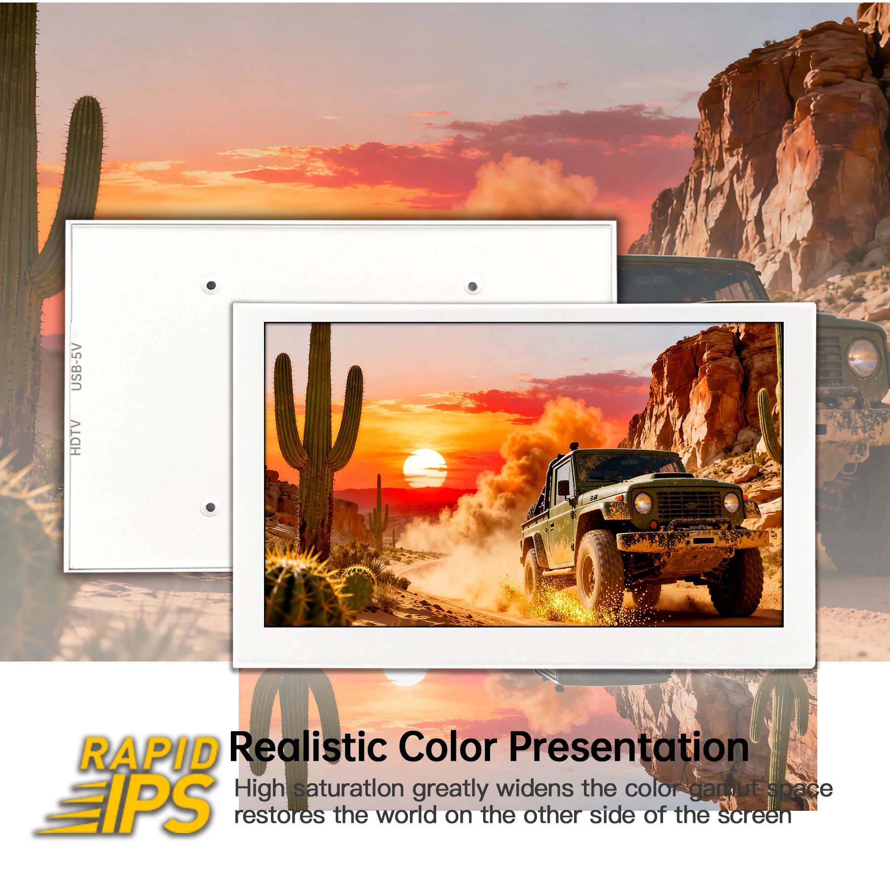 LESOWN Premium Matte White 5.0 Inch Chassis Sensor Touch Display HDMI 800x480 Extender for AIDA64 Gaming Setup