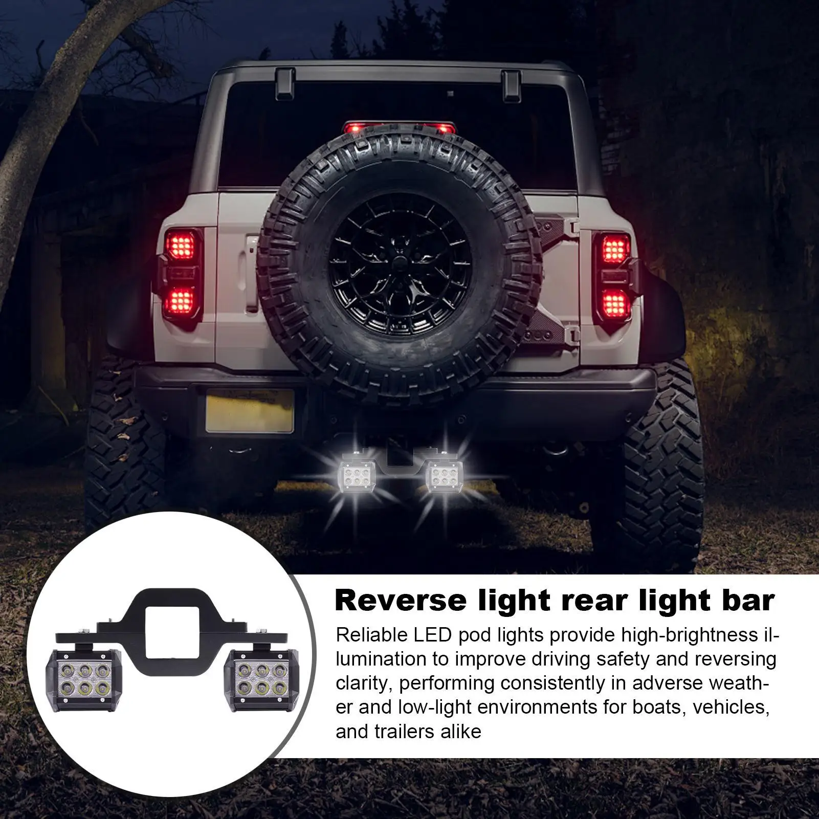 

Pod Lights For Trucks LED Tailgate Light Strip For Trucks Waterproof Dustproof Spotlight Strip With Towing Hitch Brackets Car