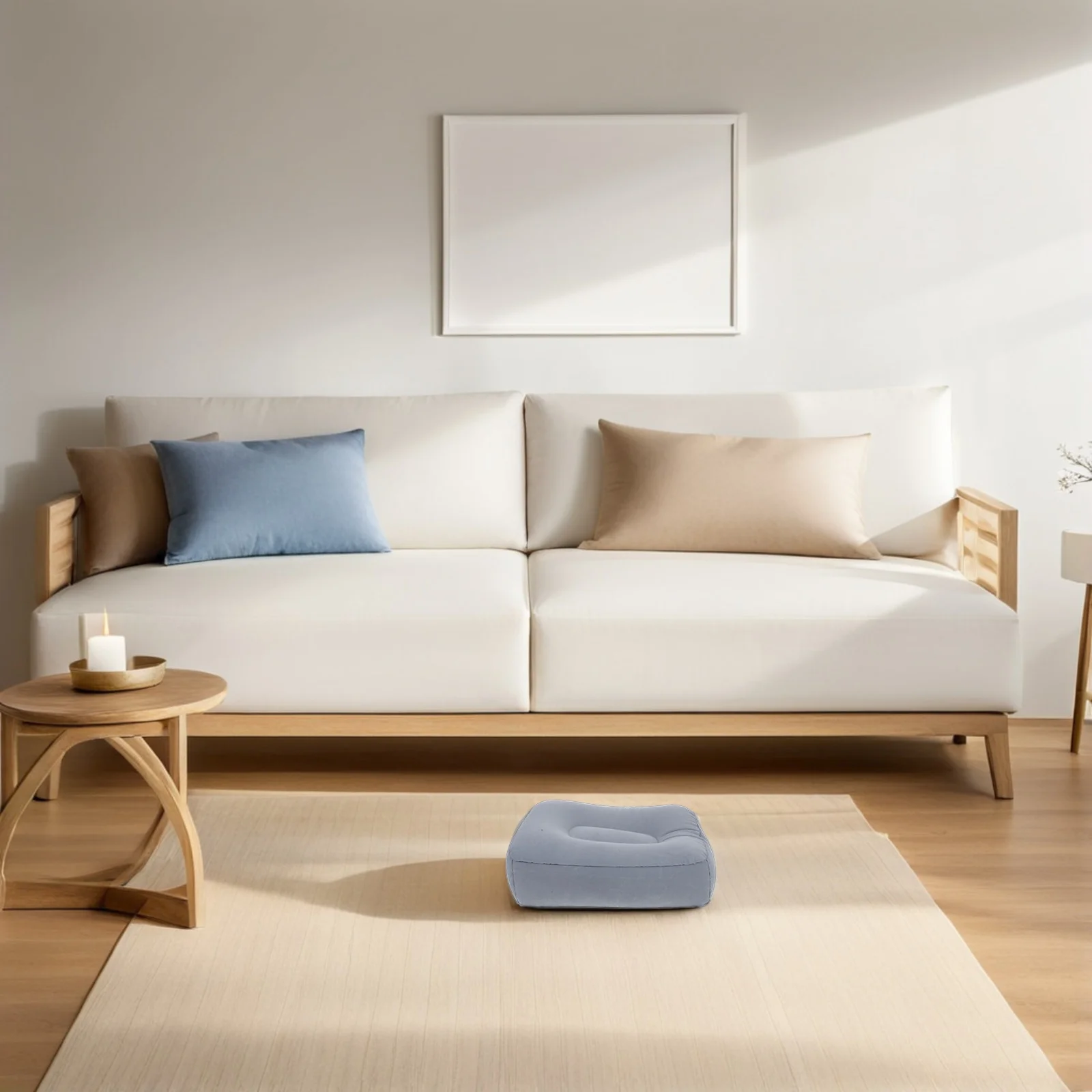 

2 pcs Inflatable Foot Rest Cushion Flocking Pvc Travel Footrest For Airplane Car Office Portable Support Health Circulation