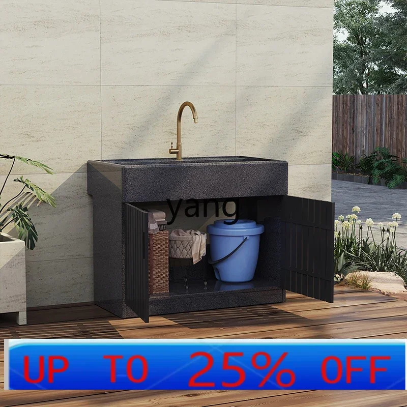 

LTT marble balcony household wash basin outdoor pool basin with rubbing board integrated