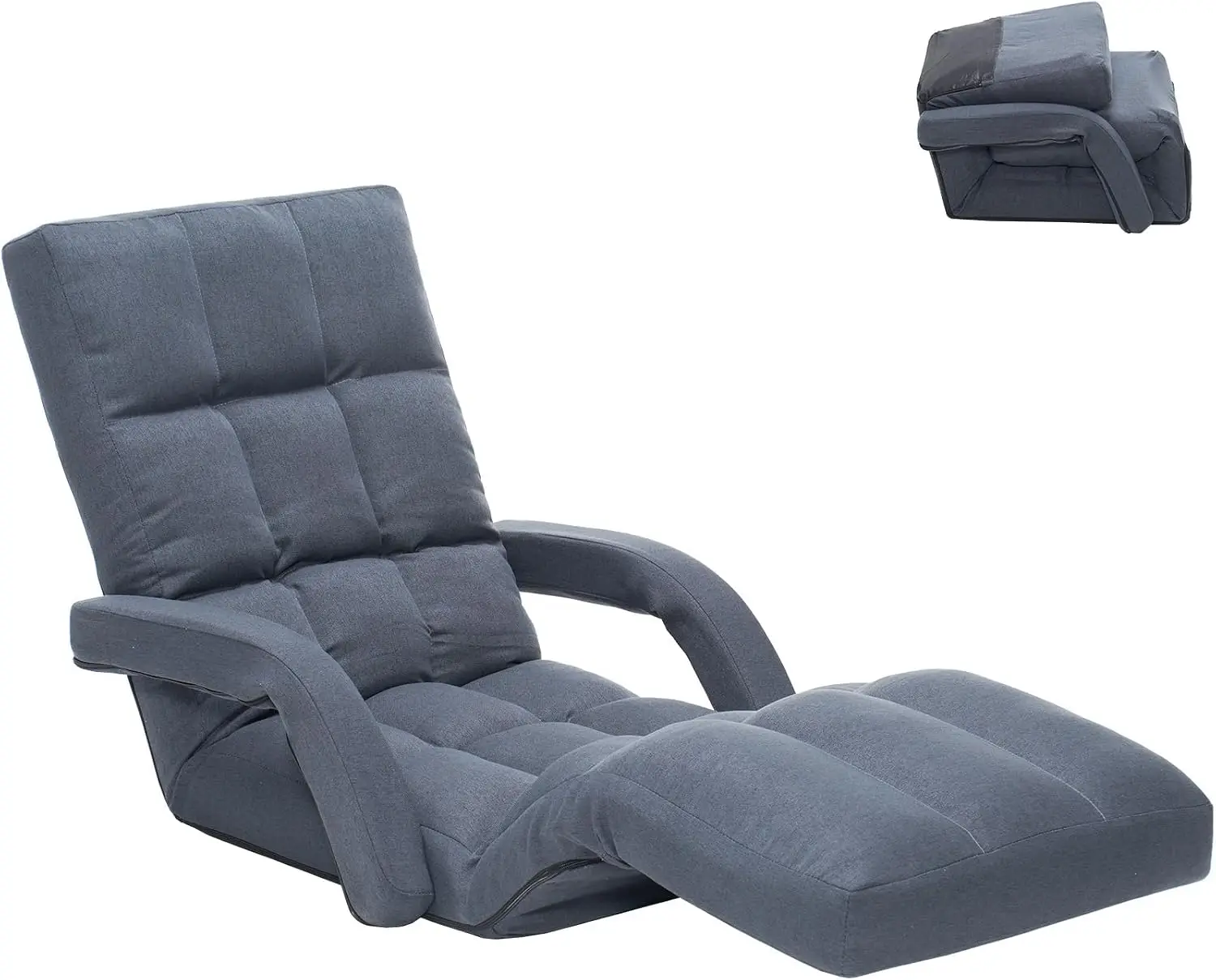 Adjustable Floor Gaming Chair for Adults with Armrests & Adjustable Footrest, 14-Position Folding Chaise Lounge Sofa, Customized