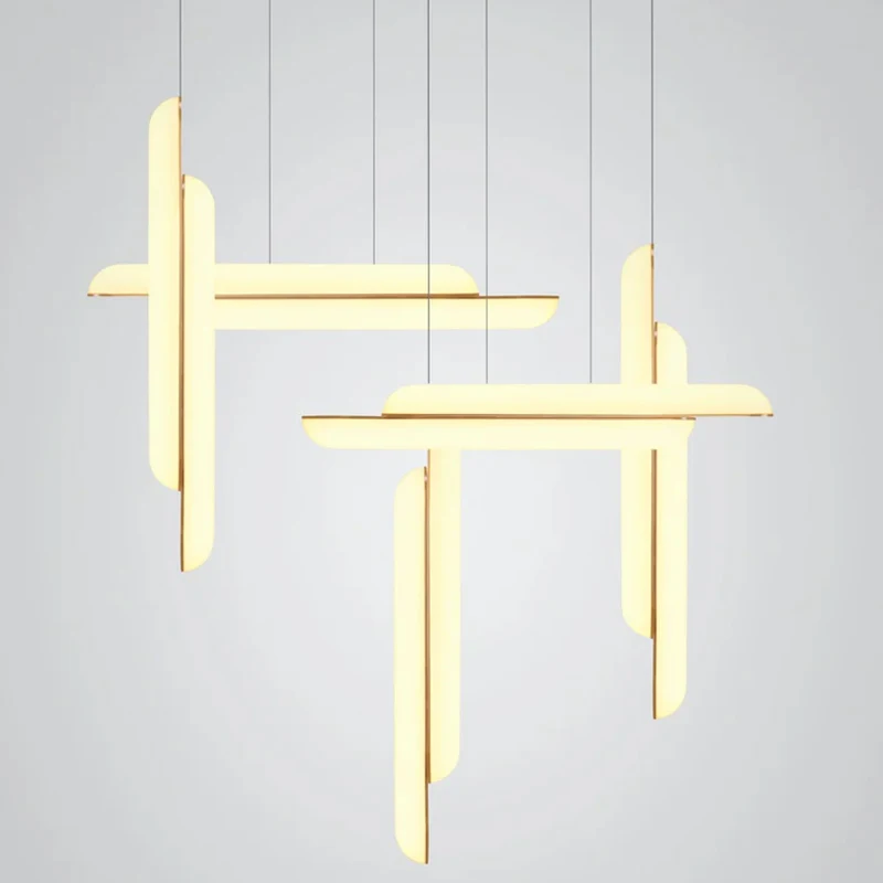 Nordic  Long Stainless Steel LED Pendant Light Coffee Shop Dining Table Bar Counter Island Table Restaurant Lighting Chandelier