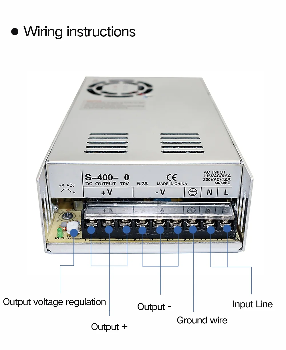 Imagem -06 - Switching Power Supply para Cnc Router Foaming Milling Cutting Laser Engraver Saída Única Estoque da ue 400w 24v 36v 48v 60v 70v dc