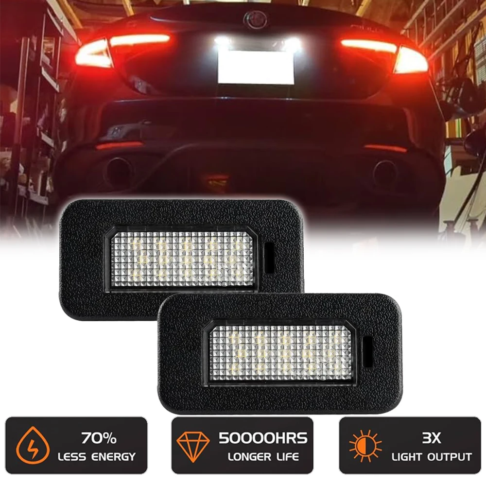 

2pcs White LED Rear License Plate Light for Alfa Romeo Giulia 2016-2022 Alfa Romeo Stelvio 2017-2022