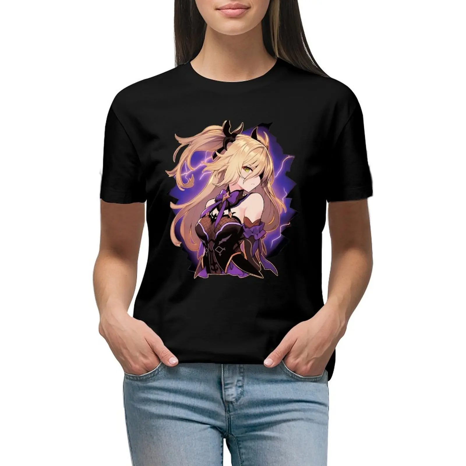 

Fischl - Genshin Impact T-shirt summer tops cute tops anime clothes clothes for Women