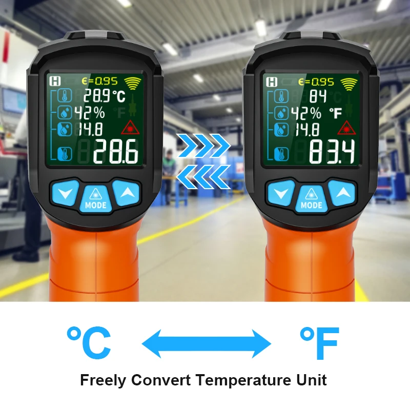 Imagem -05 - Mestek Ir02c50800c Digital Termômetro Infravermelho Tela Colorida Medidor de Alta Temperatura Não-contato Pirômetro Termômetro ao ar Livre