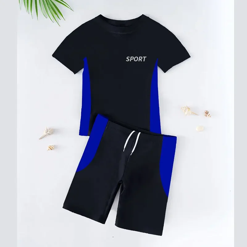 Children's Beach Pants Quick-Dry Two-Piece Set Boys Summer Swimwear Separate Training Swim Trunks Medium-Large Kids Swim Trunks