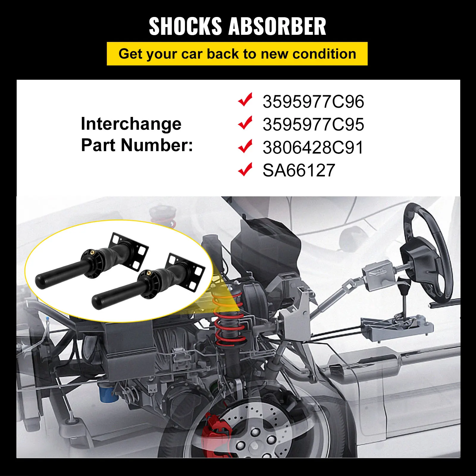 VEVOR a pair Rear Cab Air Shock Absorber for International Prostar 2008+ 3595977C96 Cab Air Shock Dampen the Driving Vibration