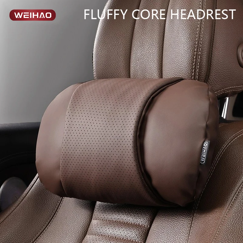 

Car Seat Headrest Auto Safety Head Neck Rest Relax Pillow Cushion Pad Punched Leather Breathable Car Seat Neck Protector Pillow