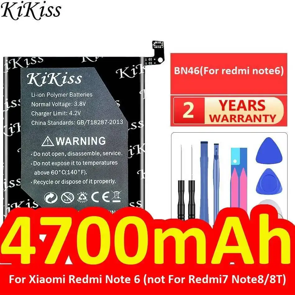 

Экологичная батарея для мобильного телефона Xiaomi Redmi Note 6, 4700 мАч, не подходит для Redmi 7, Note 8, 8T, BN46, Note 6