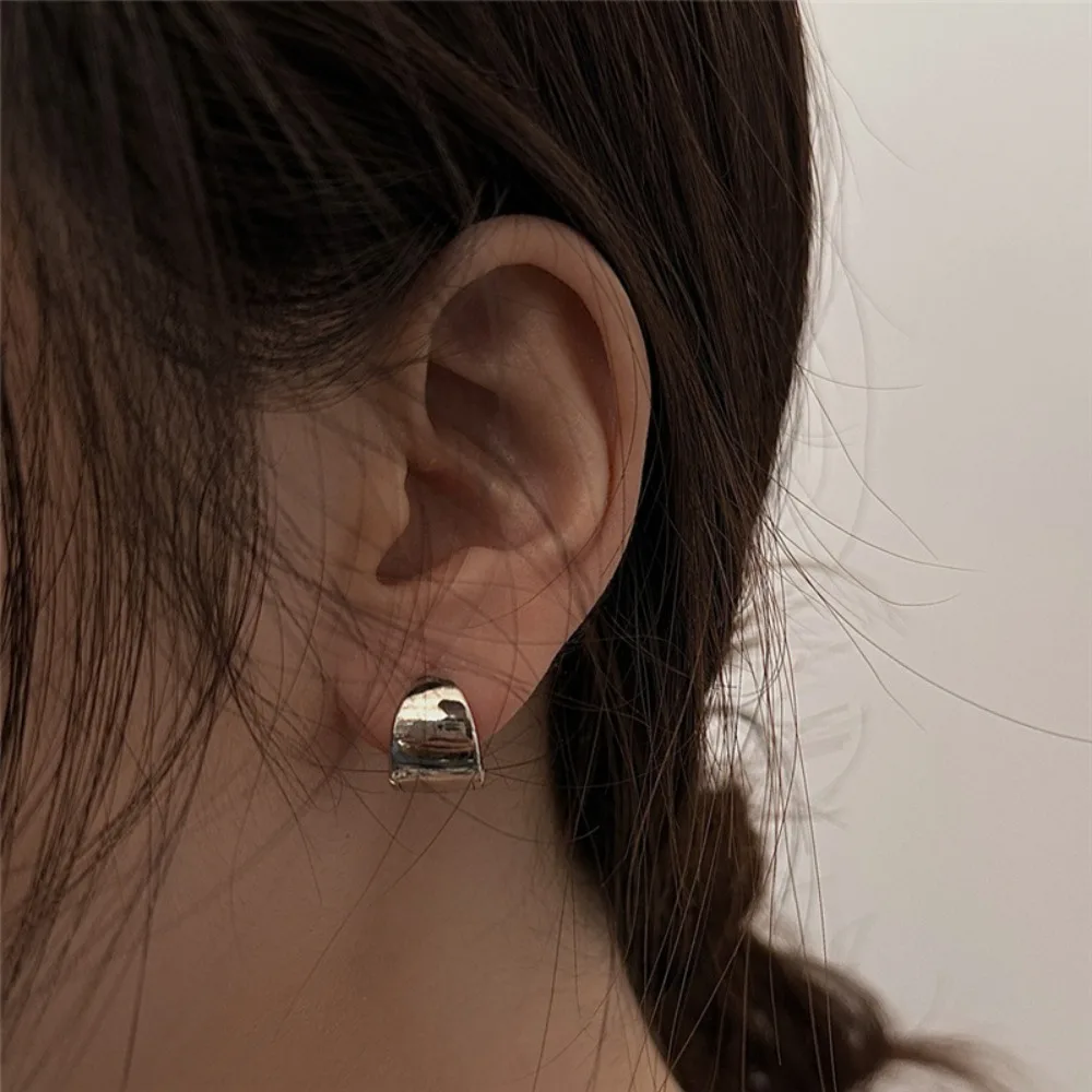 Minimalist Personalized Geometric Bright Surface Metal Teardrop-shaped Hoop Earrings for Women Fashion Jewelry Accessories Gift