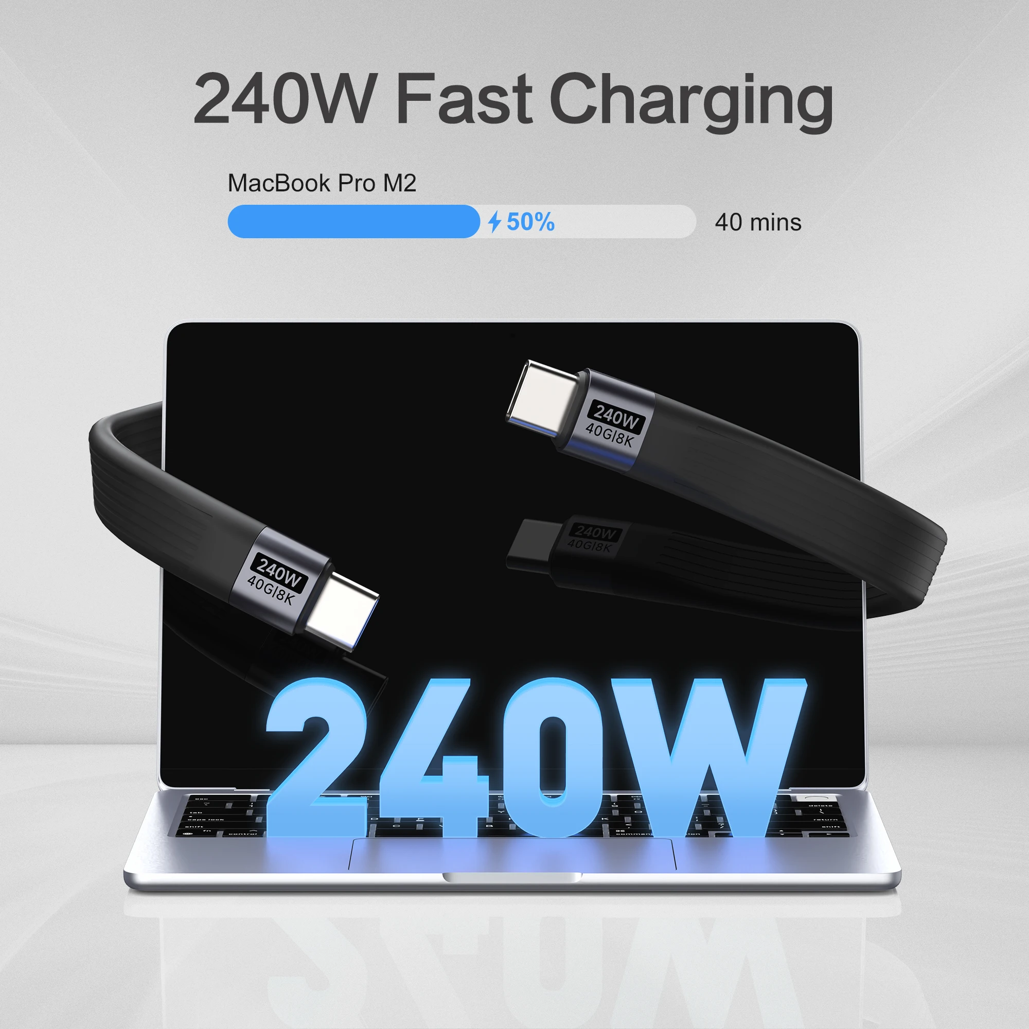 سلسلة المفاتيح المحمولة USB 4 كابل بيانات PD 240 واط 5A نوع C سلك شحن سريع 40 جيجابت في الثانية نقل البيانات Thunderbolt 3/4 8K @ 60 هرتز آيفون