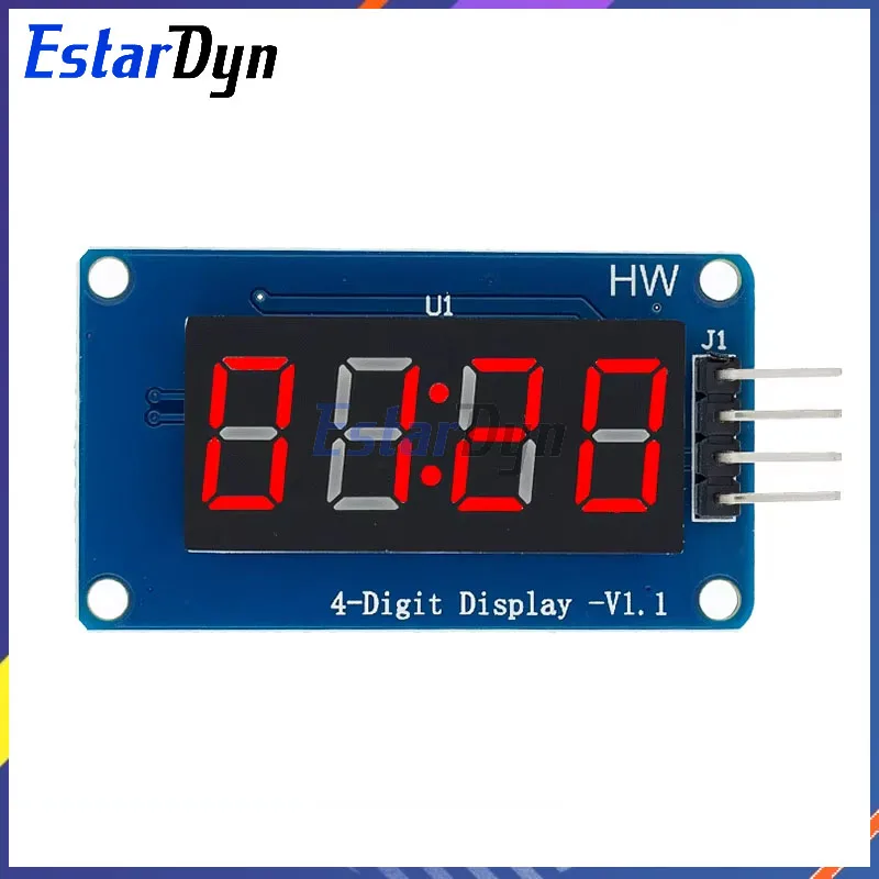 Estardyn Tm1637 4 Bits Digitaal Led Display Voor Arduino 7 Segment 0.36Inch Klok Rode Anode Buis Vier Seriële Driver Board Pack