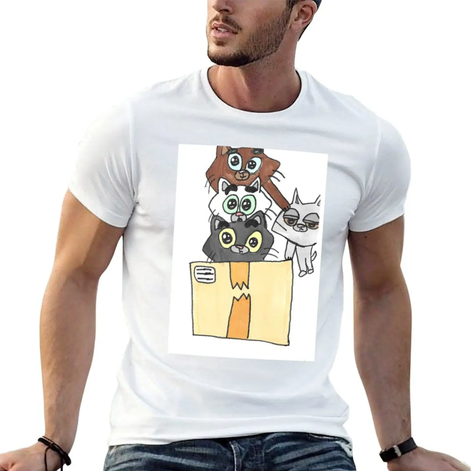 Cute Litter of Kitties in a Box T-Shirt Breathable Gym Short Sleeve T-Shirt