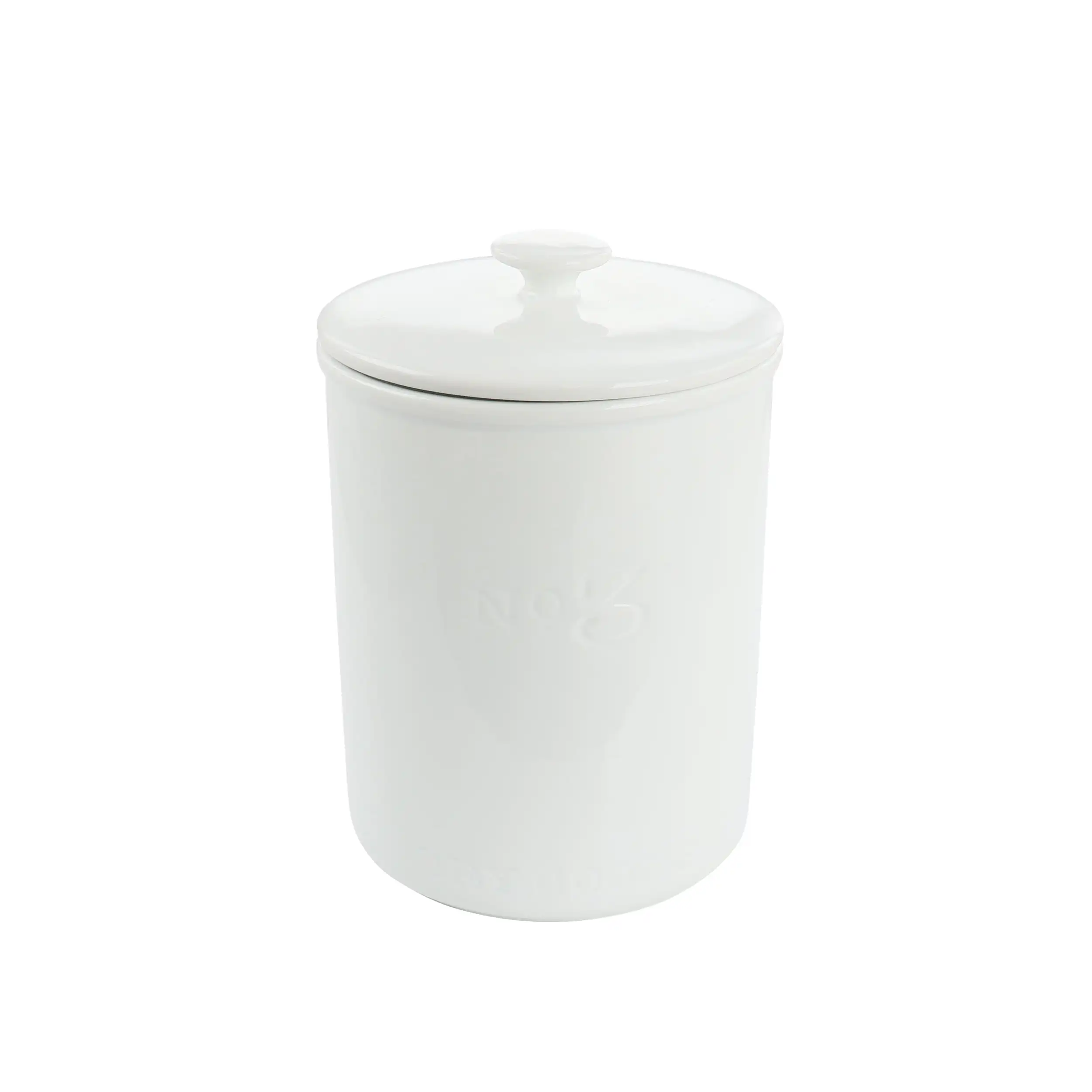 

Porcelain Glossy Cylinder Dry Food Canister with Lid, White