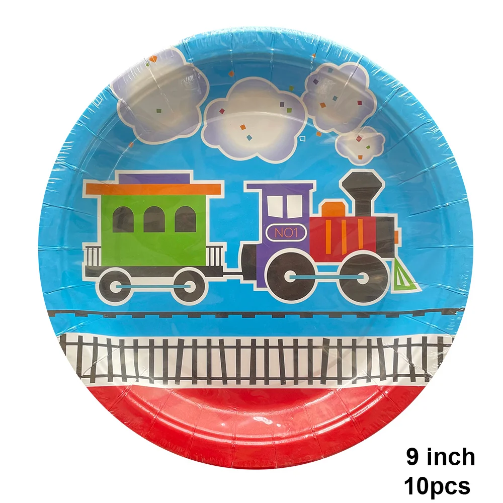 Train Birthday Party Decor Cars TO Two Year Old Birthday Tableware for All Aboard Railroad Disposable Paper Plates Train Balloon