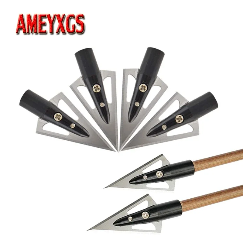 

6/12pcs Hunting Broadheads 100grain Stainless Steel 2 Blades Arrowhead 8mm Arrow Shaft For Bow Arrow Archery Hunting Shooting